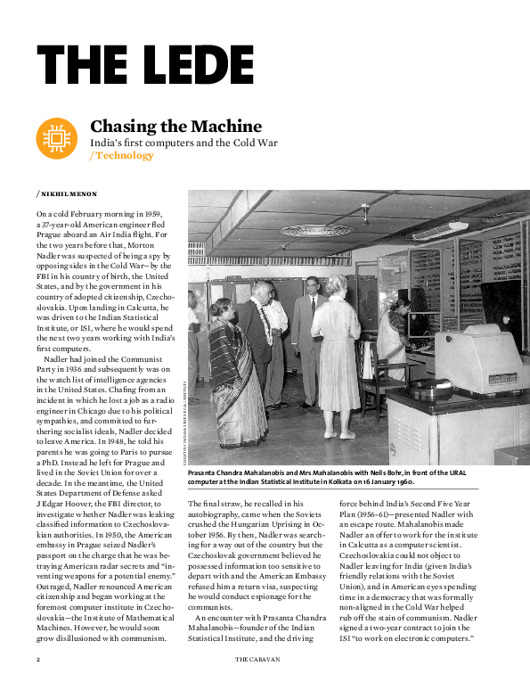 (PDF) Chasing the Machine: India's First Computers and the Cold War
