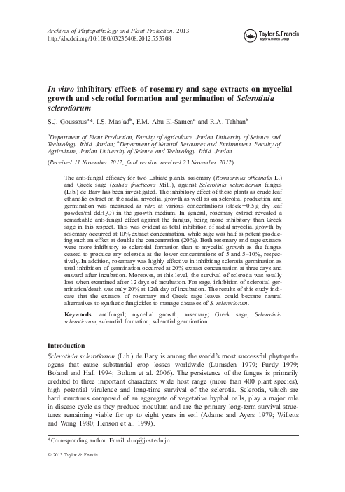 (PDF) In vitro inhibitory effects of rosemary and sage extracts on ...