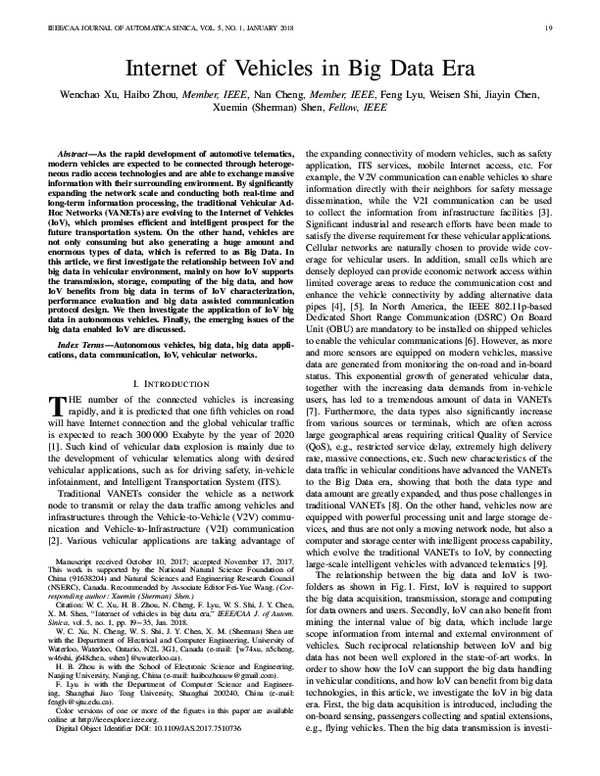 (PDF) Internet of Vehicles in Big Data Era