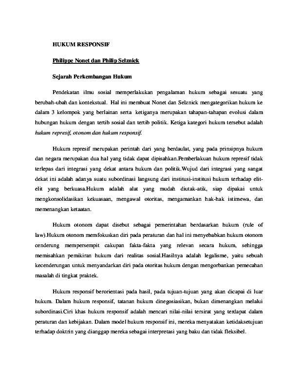 Apa Itu Hukum Responsif