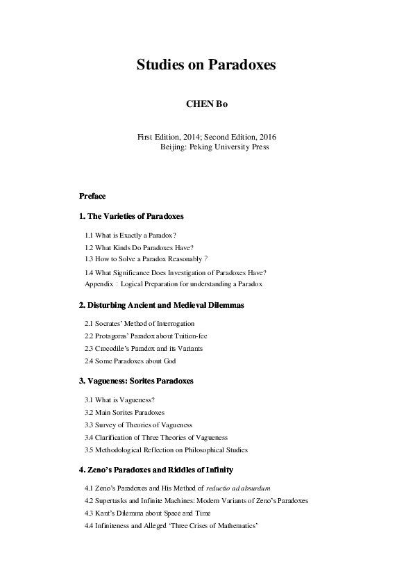(PDF) Studies on Paradoxes