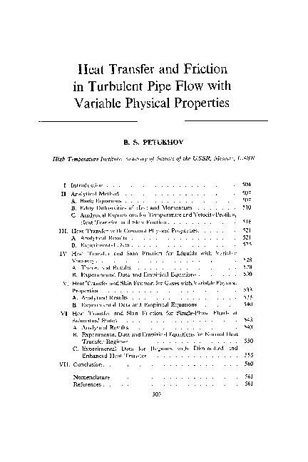 (PDF) Heat Transfer and Friction in Turbulent Pipe Flow with Variable ...