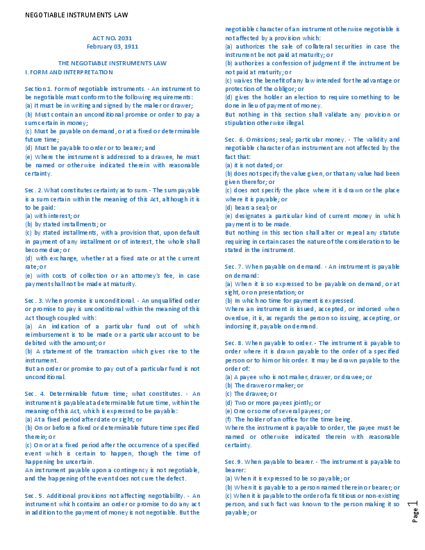 (DOC) Law on Negotiable Instruments - Codal