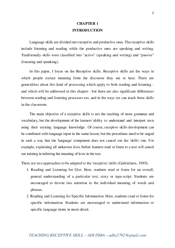 Pdf Teaching Receptive Skill