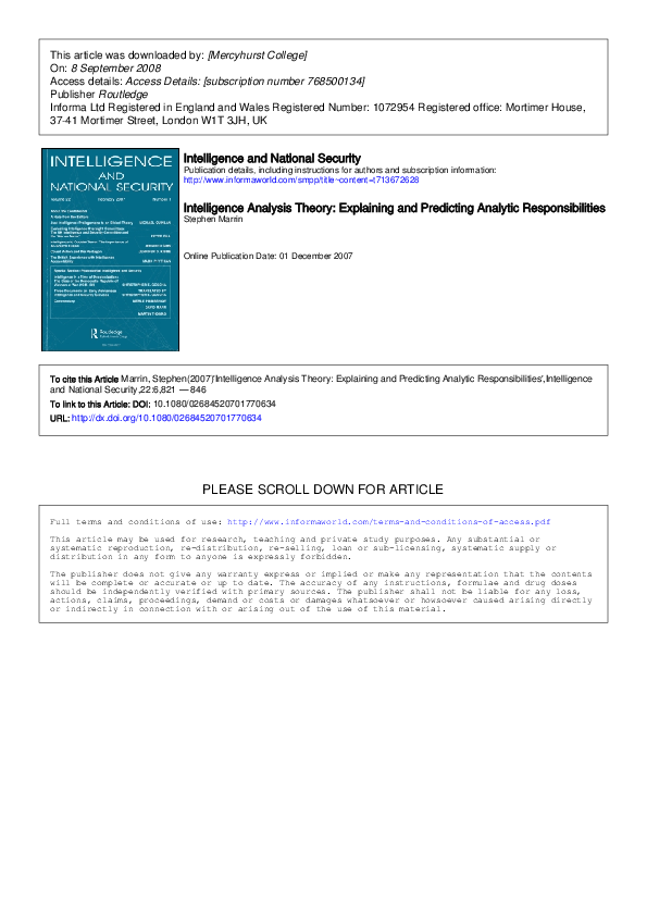 (PDF) Intelligence Theory: Key Questions and Debates