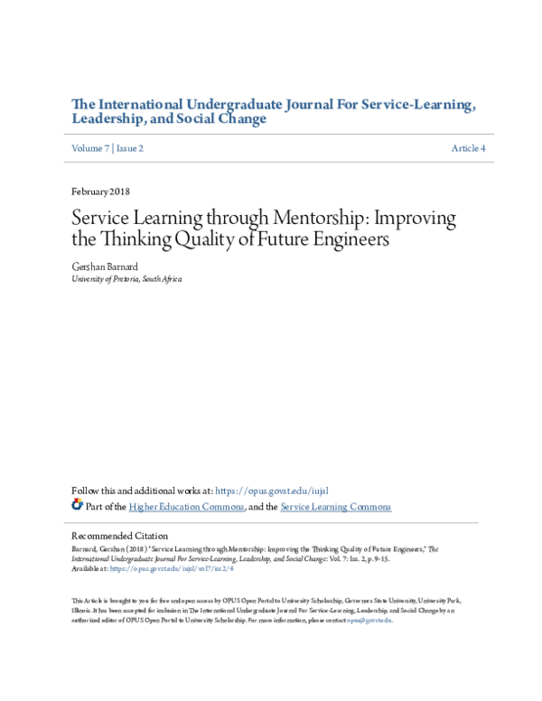 (PDF) The International Undergraduate Journal For Service-Learning ...