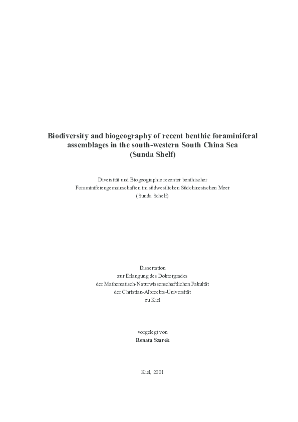 PDF) Biodiversity and biogeography of recent benthic
