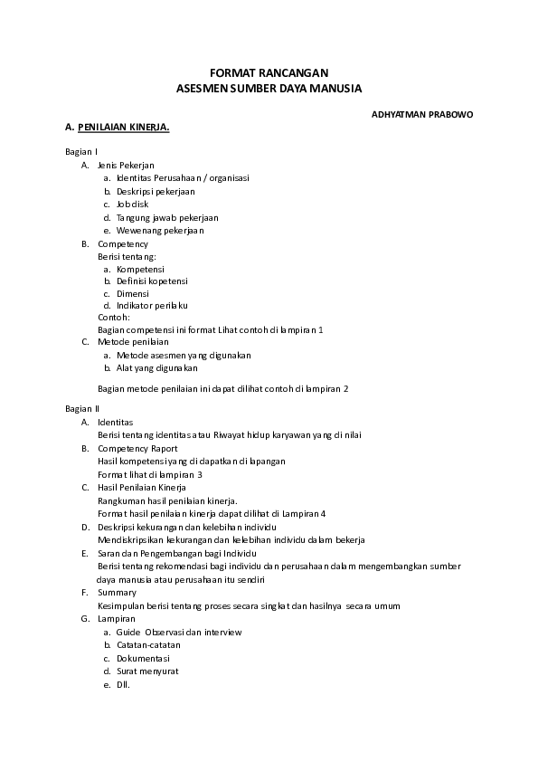 Pdf Format Rancangan Asesmen Sumber Daya Manusia Huda Nur Aziz Academia Edu