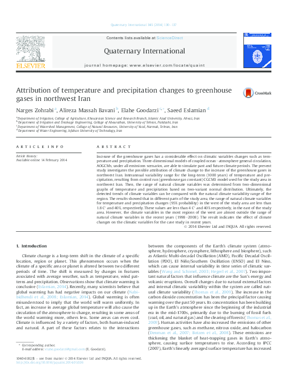 PDF) Attribution of temperature and precipitation changes to