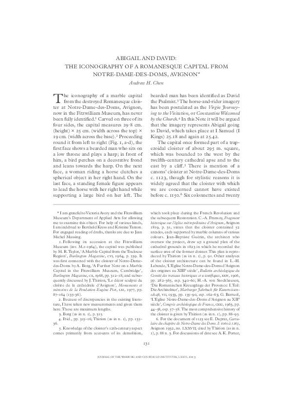 (PDF) 'Abigail and David: The Iconography of a Romanesque Capital from ...