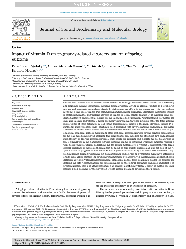 (PDF) Impact of vitamin D on pregnancy-related disorders and on ...