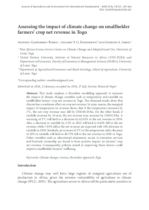(PDF) Assessing the impact of climate change on smallholder farmers ...
