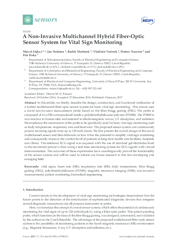 (PDF) A Non-Invasive Multichannel Hybrid Fiber-Optic Sensor System for ...