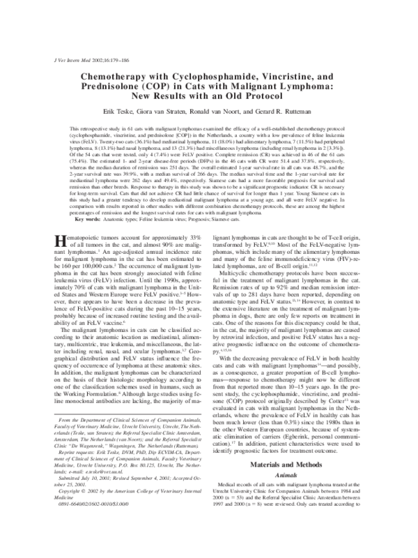 (PDF) Chemotherapy with Cyclophosphamide, Vincristine, and Prednisolone