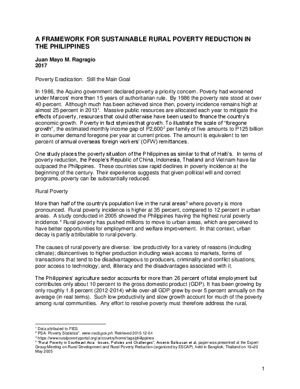 (DOC) A FRAMEWORK FOR SUSTAINABLE RURAL POVERTY REDUCTION IN THE ...