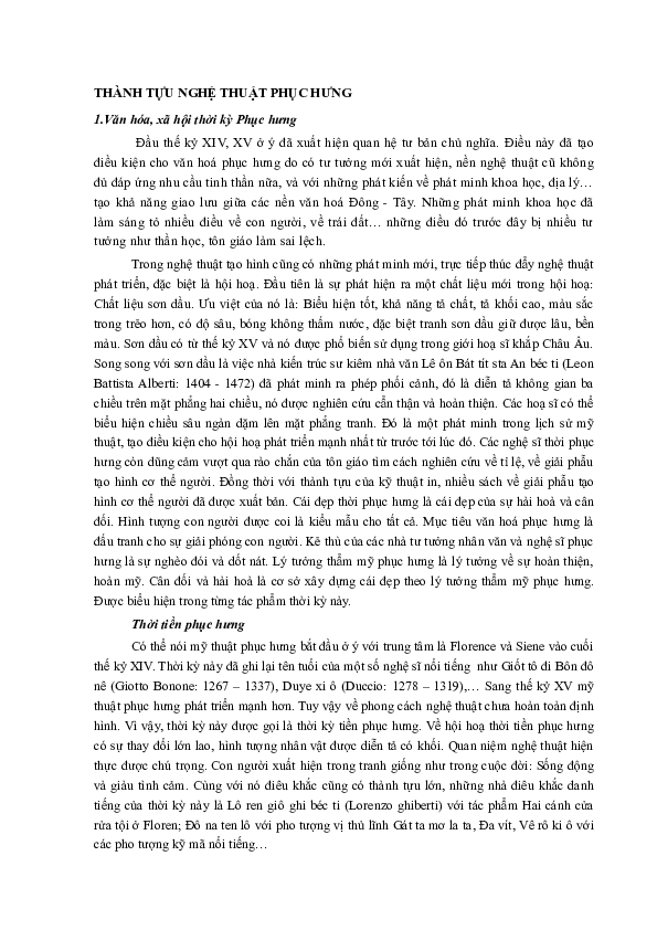 First page of “THÀNH TỰU NGHỆ THUẬT PHỤC HƯNG.doc”