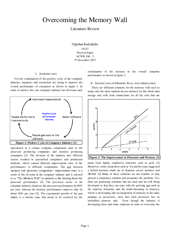 (PDF) Overcoming the Memory Wall | A Literature Review