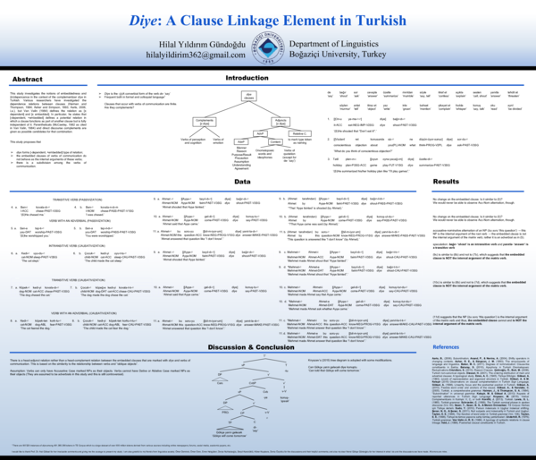 (PDF) Diye: A Clause Linkage Element in Turkish