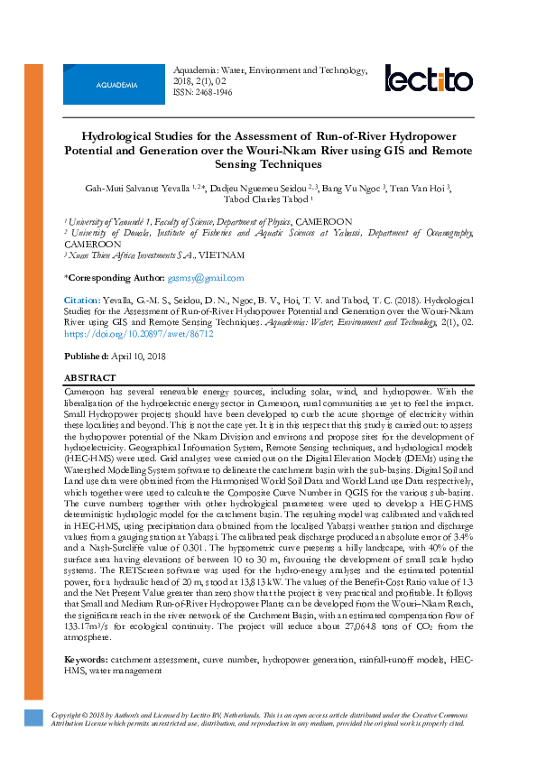 (PDF) Hydrological Studies for the Assessment of Run-of-River ...
