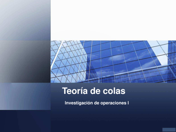 (PDF) Teoría de colas Investigación de operaciones I