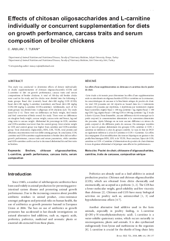 hilft l carnitin beim abnehmen PDF) RMV-EFFECTS OF CHITOSAN OLIGOSACCHARIDES AND L-CARNITINE ON  BROILERS..pdf