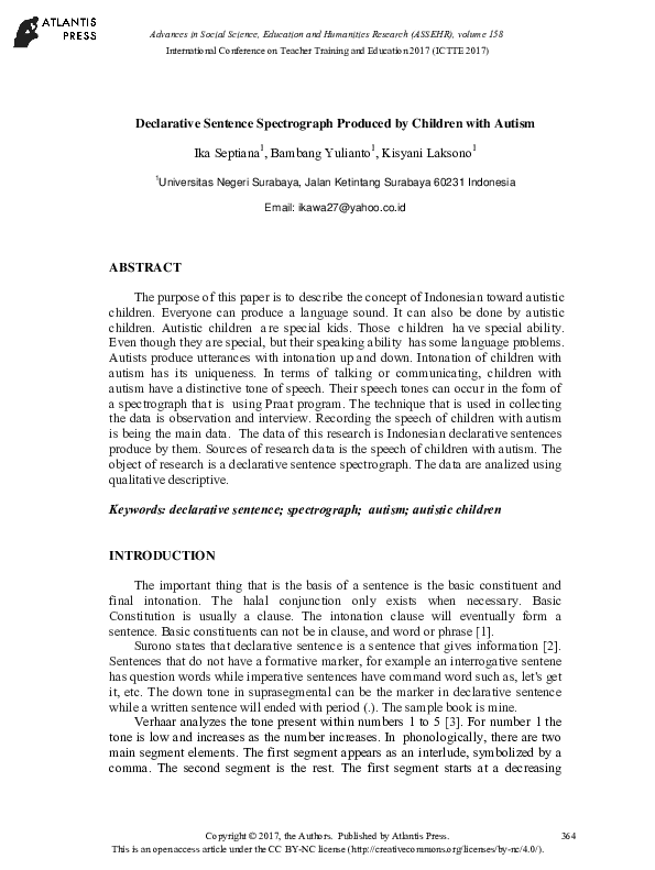 (PDF) Declarative Sentence Spectrograph Produced by Children with Autism