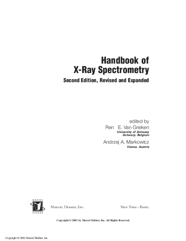 (PDF) Handbook of XRay Spectrometry Second Edition, Revised and