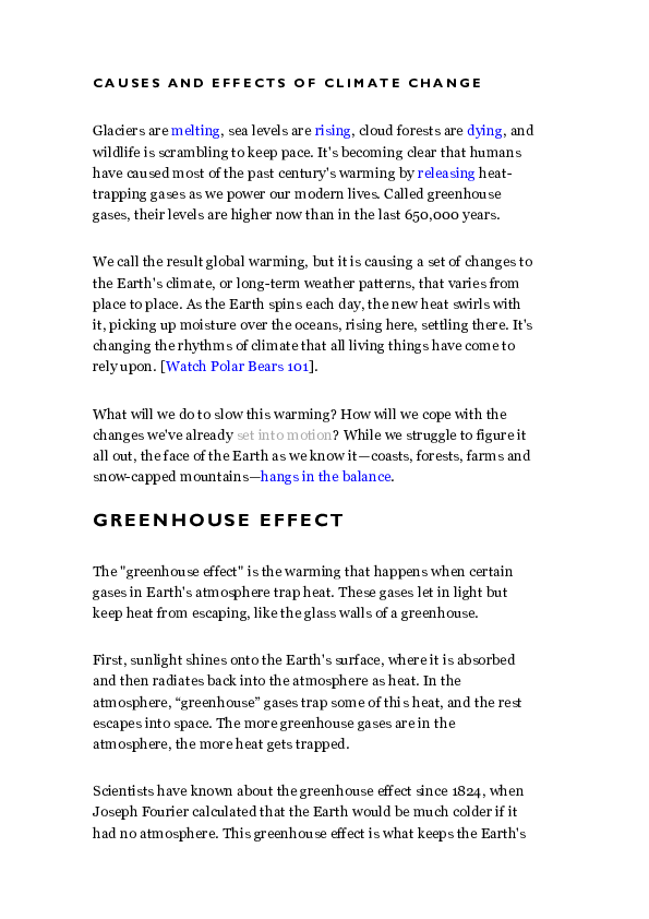 (DOC) CAUSES AND EFFECTS OF CLIMATE CHANGE