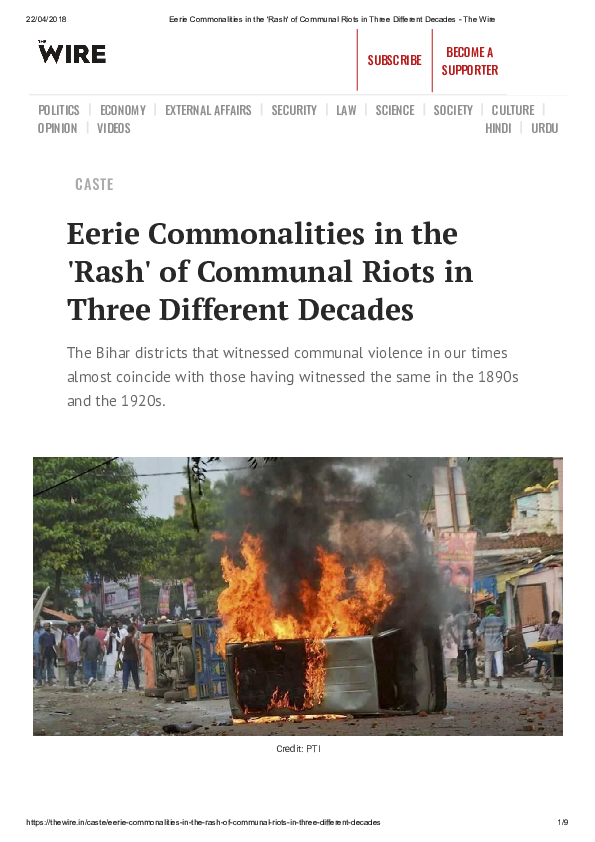 (PDF) Eerie Commonalities in the 'Rash' of Communal Riots in Three ...