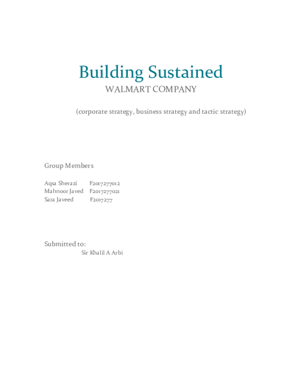 (DOC) Building Sustained Walmart company Submitted to
