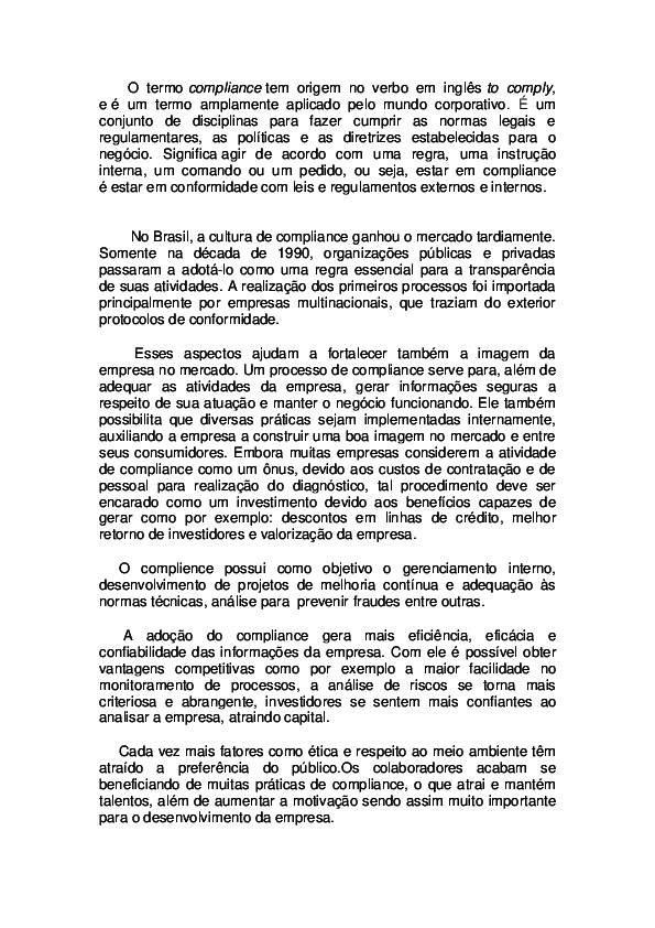 (DOC) O termo compliance tem origem no verbo em ingles to comply