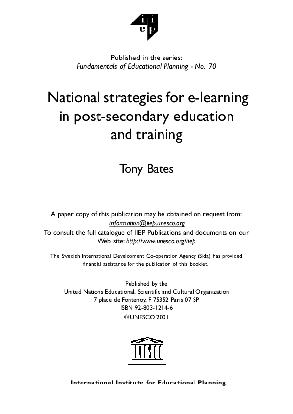 (PDF) National strategies for elearning in postsecondary education