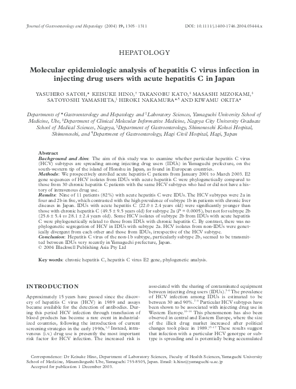 (PDF) Molecular epidemiologic analysis of hepatitis C virus infection ...