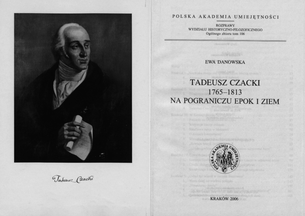 (PDF) Ewa Danowska, Tadeusz Czacki (17651813). Na pograniczu epok i