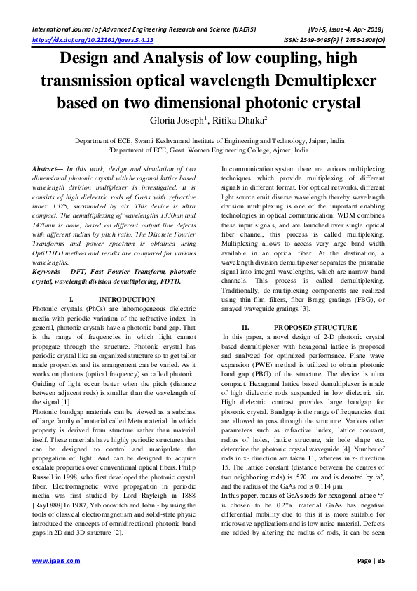 (PDF) Design and Analysis of low coupling, high transmission optical ...