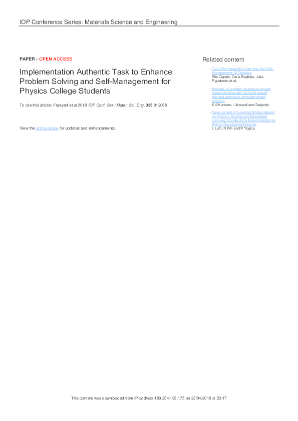 (PDF) Implementation Authentic Task to Enhance Problem Solving and Self ...