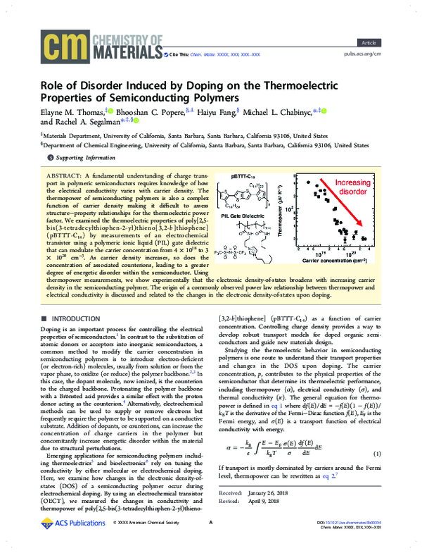 (PDF) Role of Disorder Induced by Doping on the Thermoelectric ...