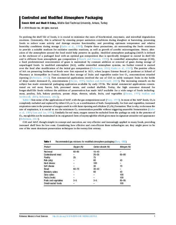 (PDF) Controlled and Modified Atmosphere Packaging Emrah Kırtıl