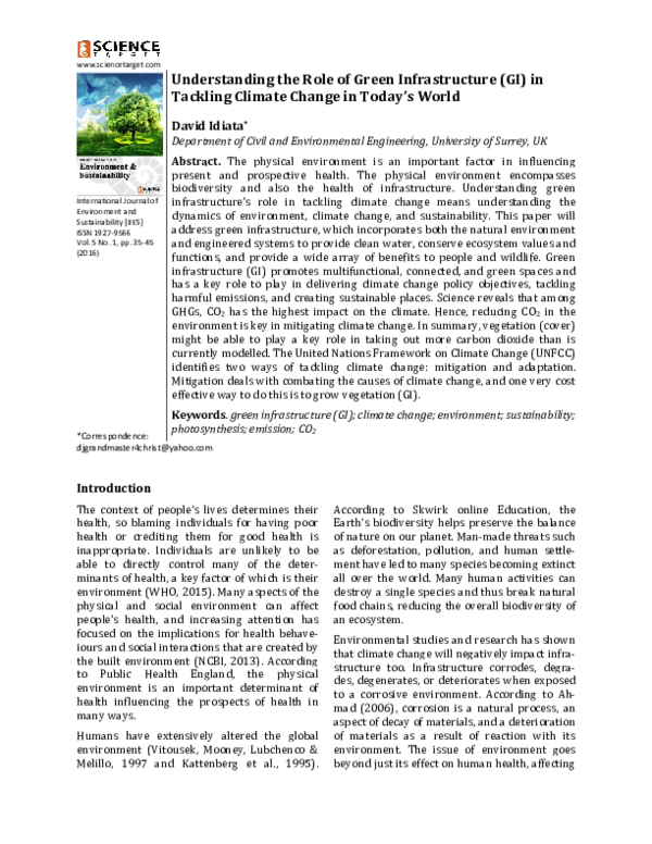 (PDF) Understanding the Role of Green Infrastructure (GI) in Tackling ...