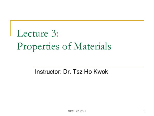 (PDF) Lecture 3: Properties of Materials