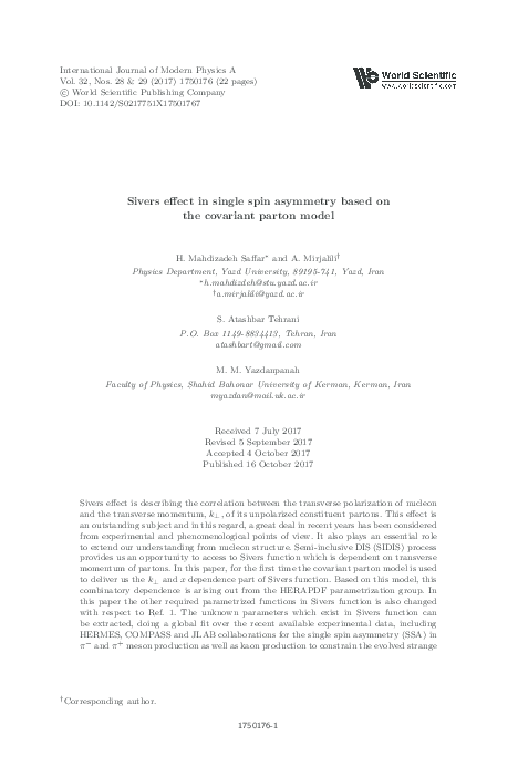 (PDF) Sivers effect in single spin asymmetry based on the covariant ...