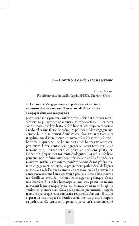 Politistes en campagne. Les savoirs académiques à l’épreuve de l’action, in Sandrine Lévêque et Anne-France Taiclet (dir.), À la conquête des villes. Sociologie politique des élections municipales de 2014 en France, Presses du Septentrion, 2018.