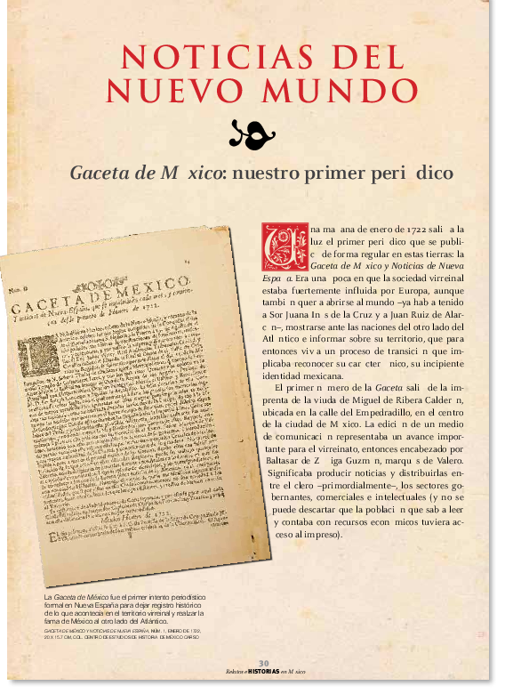 (PDF) Noticias del Nuevo Mundo. Gaceta de México nuestro primer periódico Ricardo Cruz García