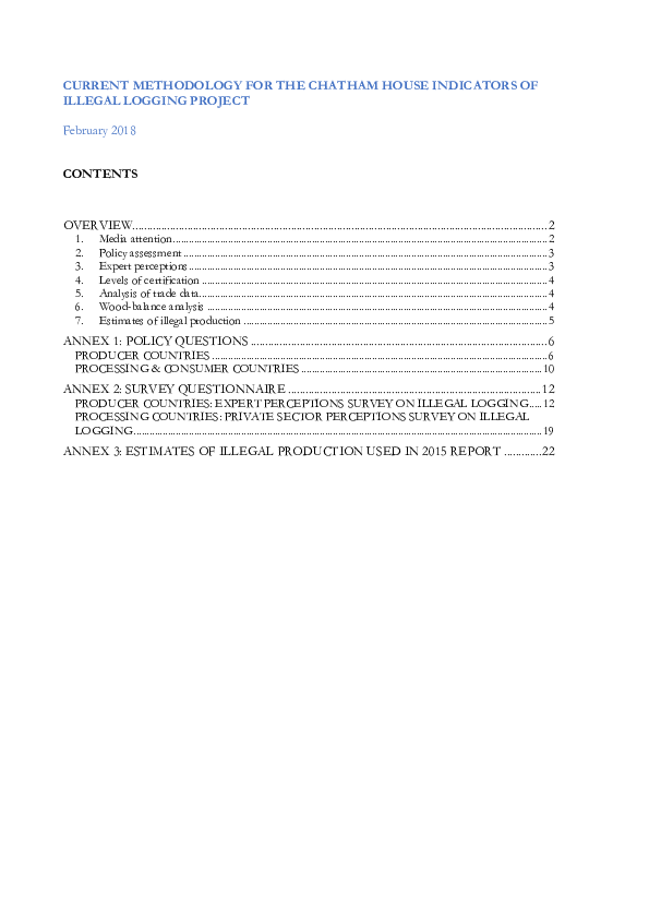 (PDF) CURRENT METHODOLOGY FOR THE CHATHAM HOUSE INDICATORS OF ILLEGAL
