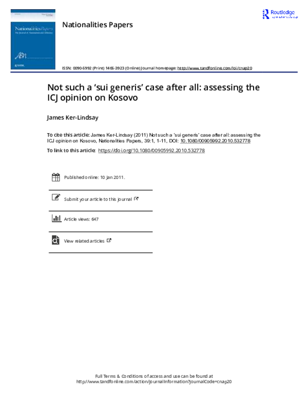 (PDF) Not Such a �Sui Generis� Case After All Assessing