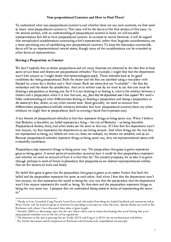 (DOC) Non-propositional Contents and How to Find Them (Journal of ...