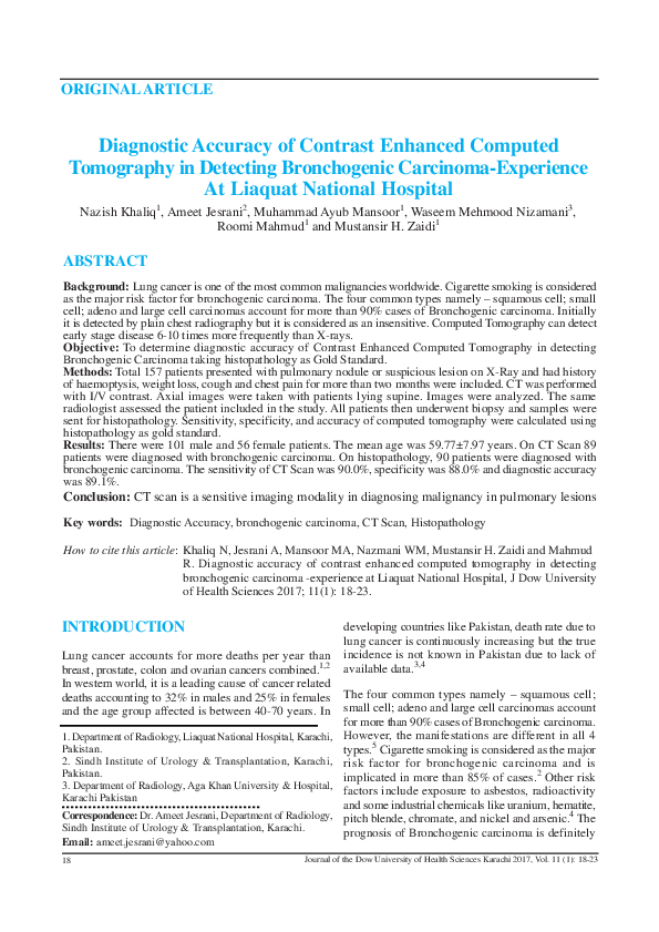 (PDF) Diagnostic Accuracy of Contrast Enhanced Computed Tomography in ...