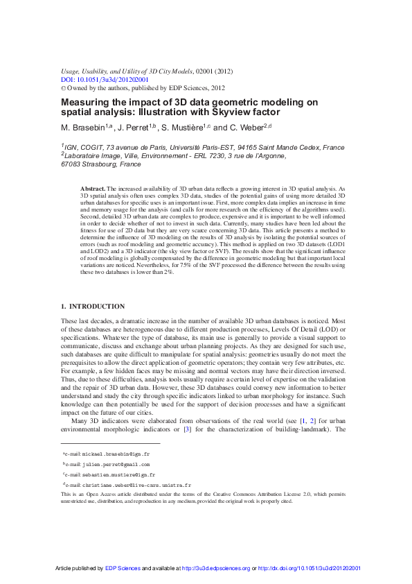 (PDF) Measuring the impact of 3D data geometric modeling on spatial ...