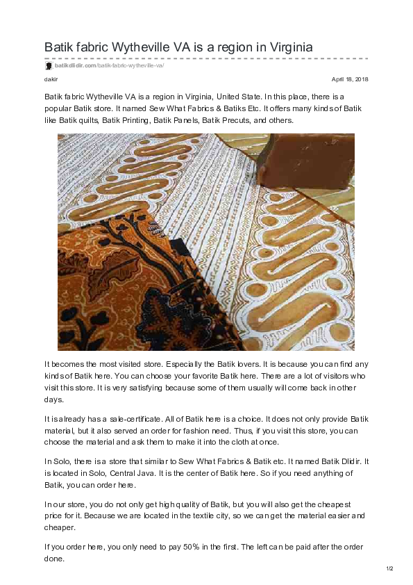 (PDF) Batik fabric Wytheville VA is a region in Virginia Ajeng Sito