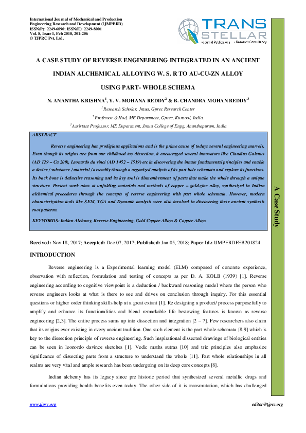 (PDF) A CASE STUDY OF REVERSE ENGINEERING INTEGRATED IN AN ANCIENT ...